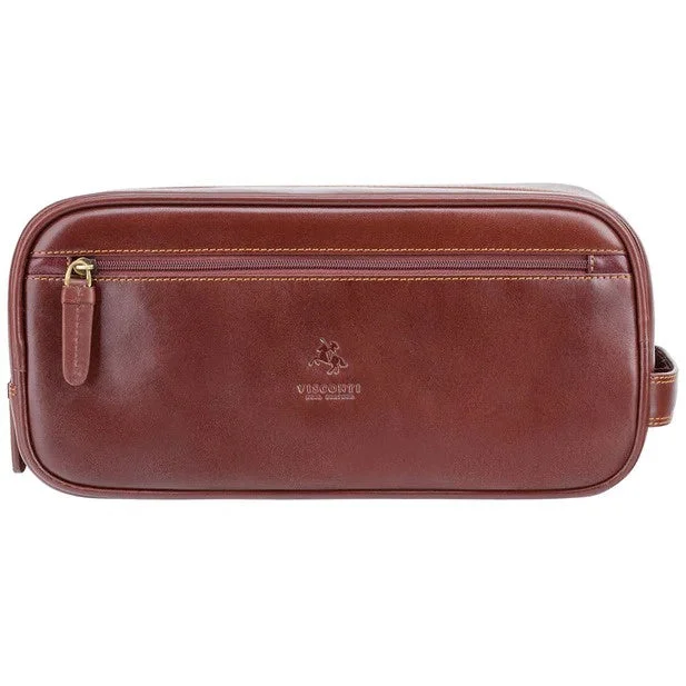 Visconti Naples Wash Bag/Dopp Bag - Brown