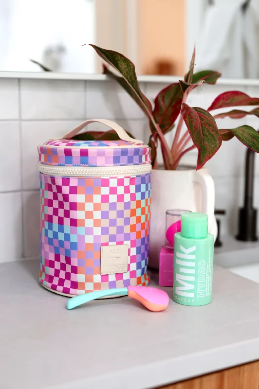 Barrel Toiletry Bag - All The Things (Happy Checkered)