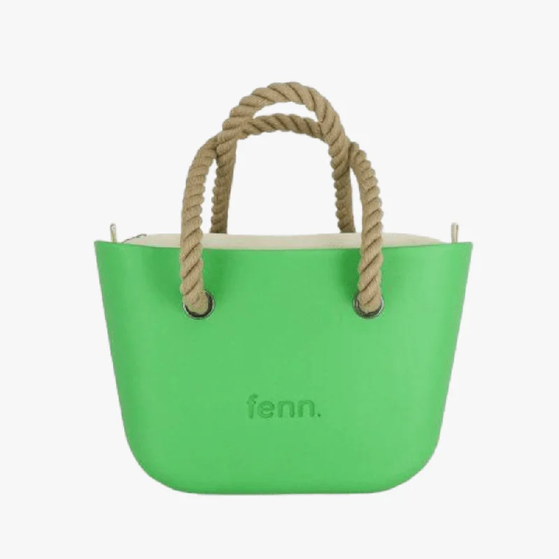 Fenn Original Apple Green Handbag Beige Rope Handal Beige Inner Silver Zip