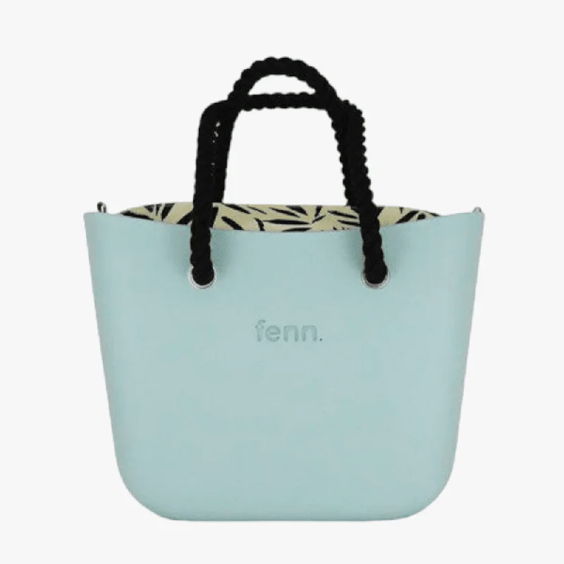 Fenn Original Aqua Handbag P2  Inner Silver Zip Black Rope Handle