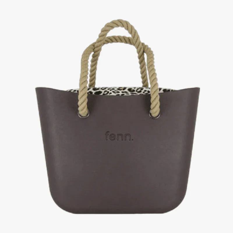 Fenn Original Choc Handbag P10 Inner Silver Zip Rope Handle