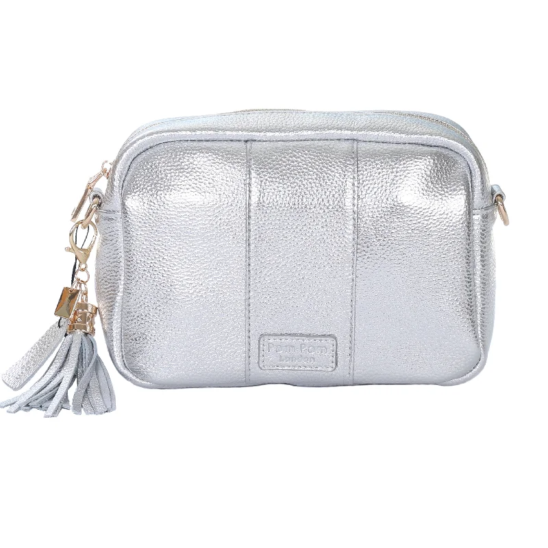 Pom Pom London City Bag Metallic Silver