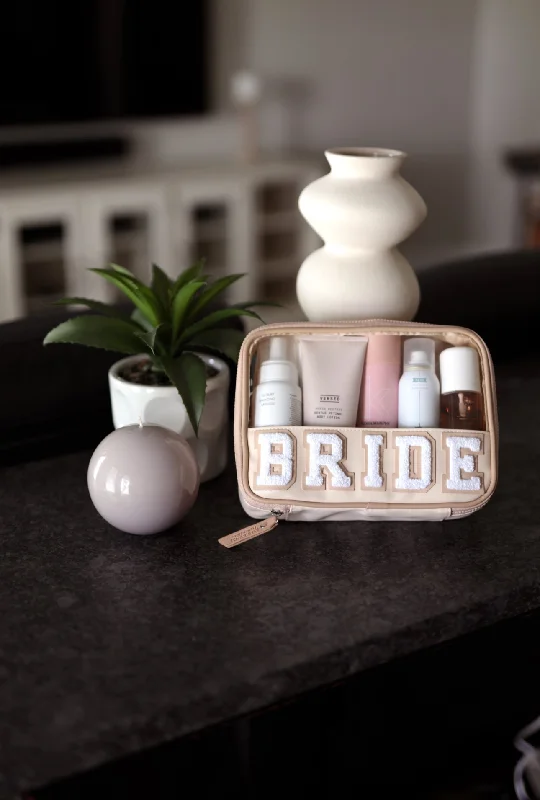 Bride (Cream/Tan) Oversized Cosmetic Bag