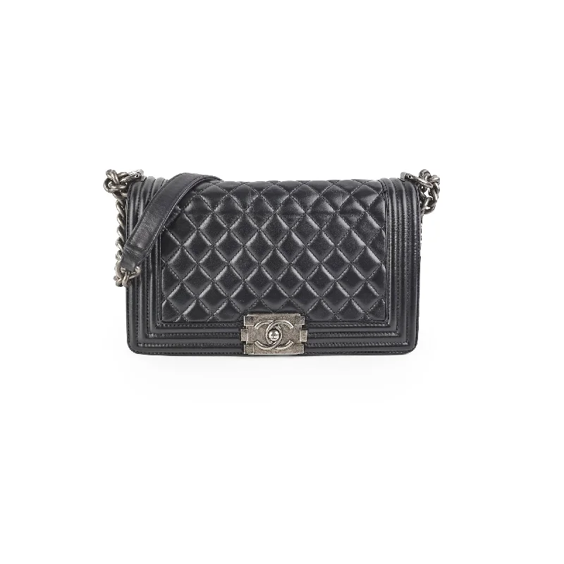 Chanel Quilted Old Medium Boy Black