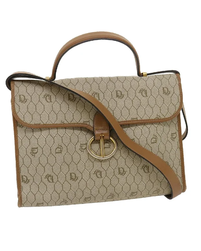 Honeycomb Canvas 2way Beige Hand Bag by Christian Dior