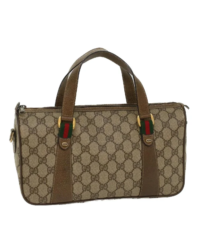 GG Canvas Web Sherry Line Boston Bag Beige Red