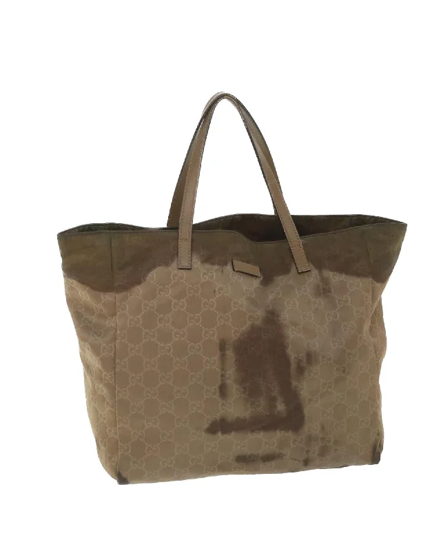 Canvas Tote Bag with GG Pattern in Brown by Italian Designer