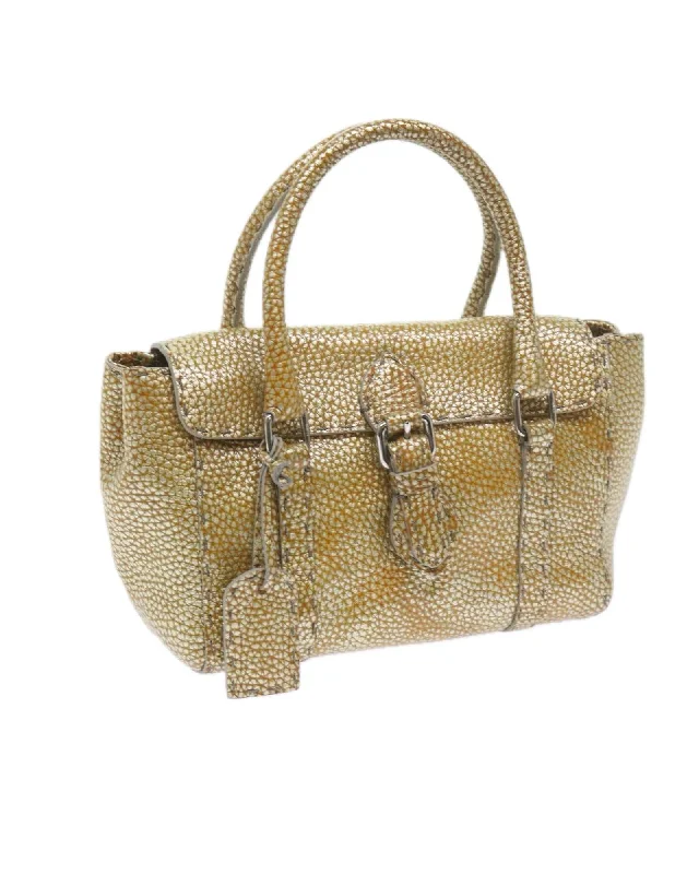 Gold Tone Leather Hand Bag by Fendi