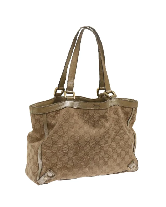 Canvas Tote Bag with GG Pattern and Beige Color by Gucci