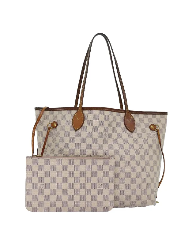 Authentic Damier Azur Tote Bag with Pouch and Serial No