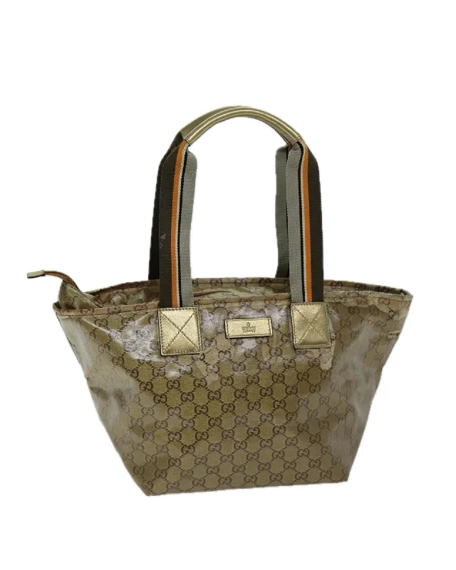 Crystal Canvas Tote Bag with Gold Accent - Authentic