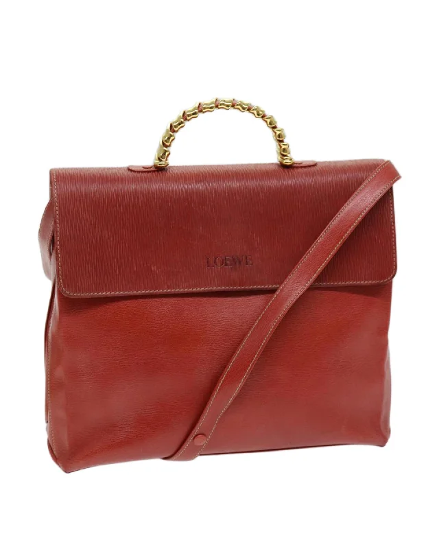 Red Leather 2Way Hand Bag by Loewe