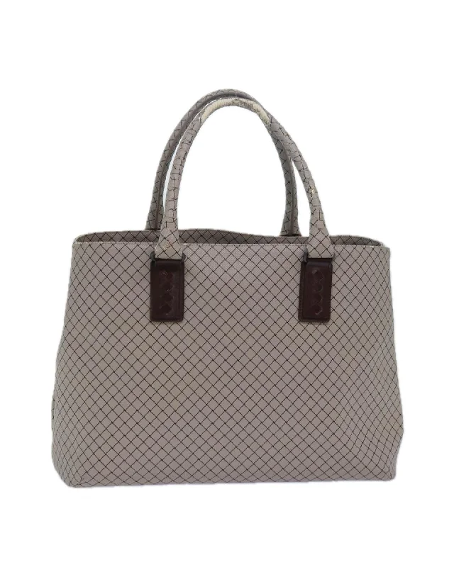 Gray PVC Leather Hand Bag by Bottega Veneta