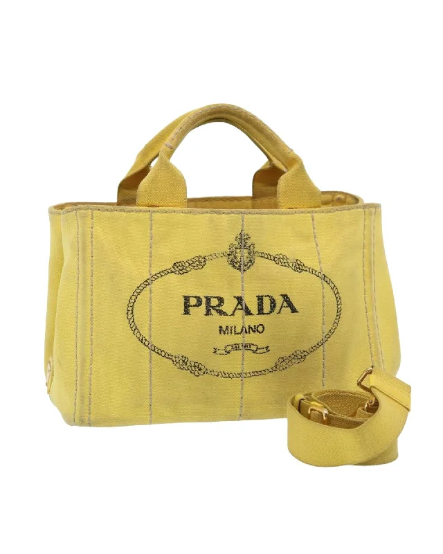 Canvas 2Way Hand Bag in Yellow by Prada