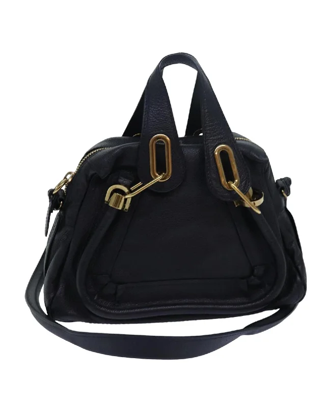 Black Leather Mini 2Way Hand Bag with Guarantee Card and Serial No.