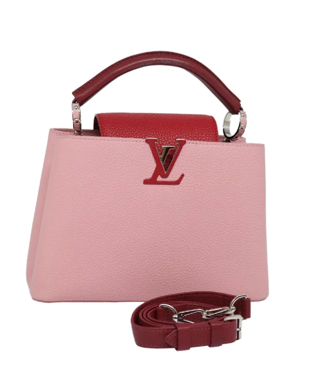 Taurillon Leather 2way Hand Bag in Red Pink