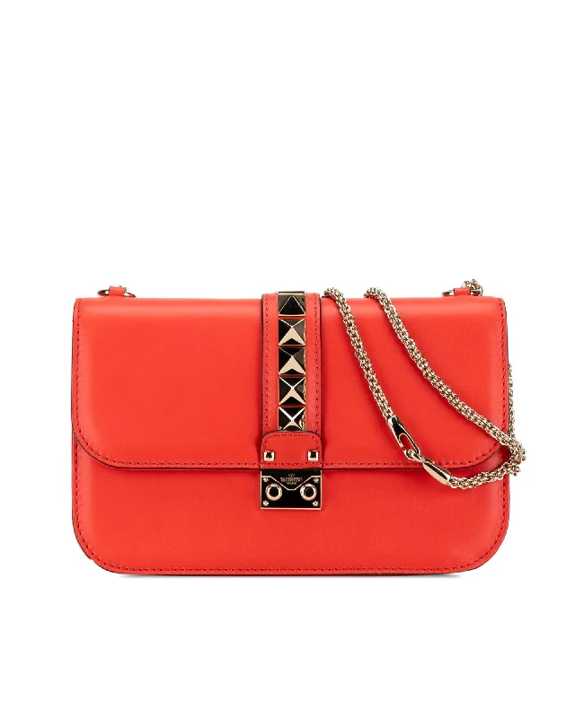 Medium Studded Leather Crossbody Bag with Chain Strap