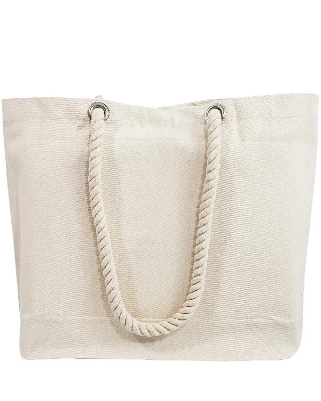 6 ct Canvas Beach Tote Bag with Fancy Rope Handles- By Bundle