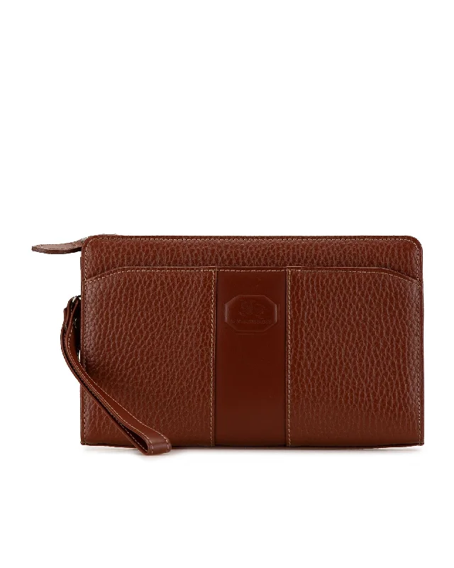 Burberry Grainy Leather Clutch Brown