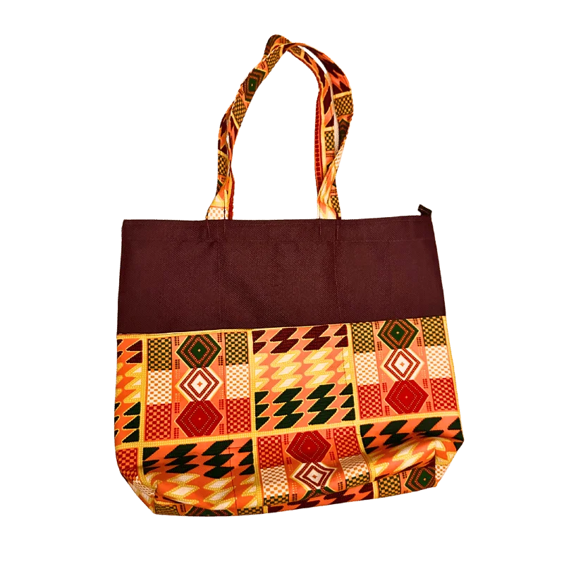 African Print Tote Bag with Zipper Pattern 4