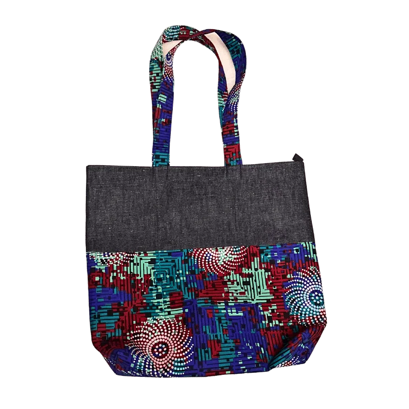 African Print Tote Bag with Zipper Pattern 5