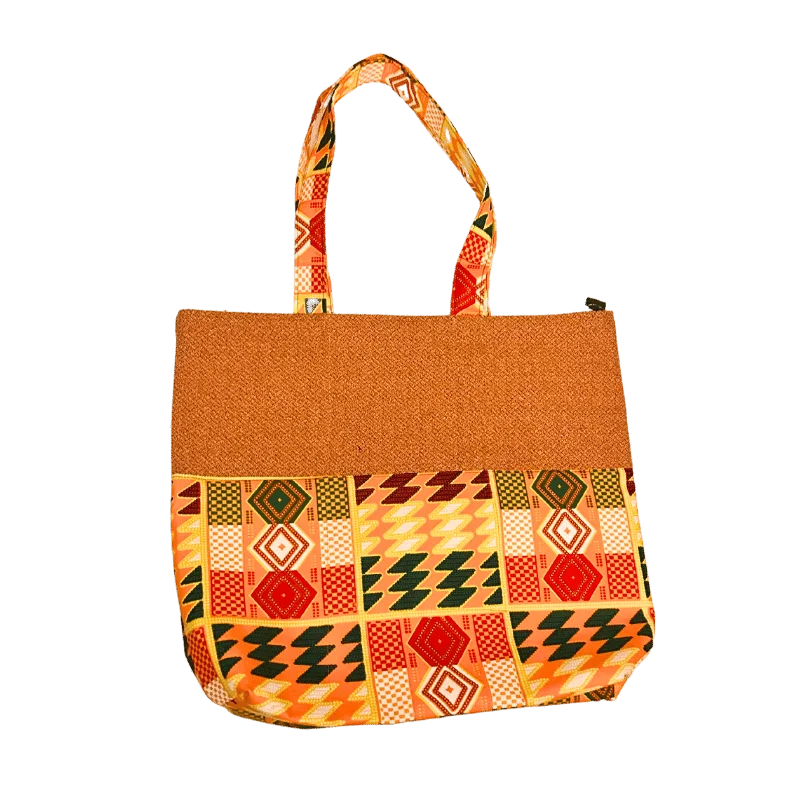 African Print Tote Bag with Zipper Pattern 6