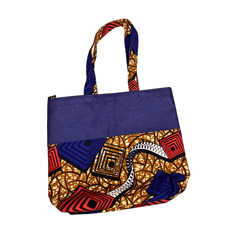 African Print Tote Bag with Zipper Pattern 7