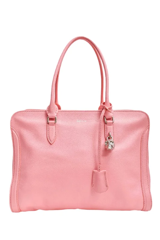 Alexander McQueen Pink Grained Leather Large Zip Around Tote Bag