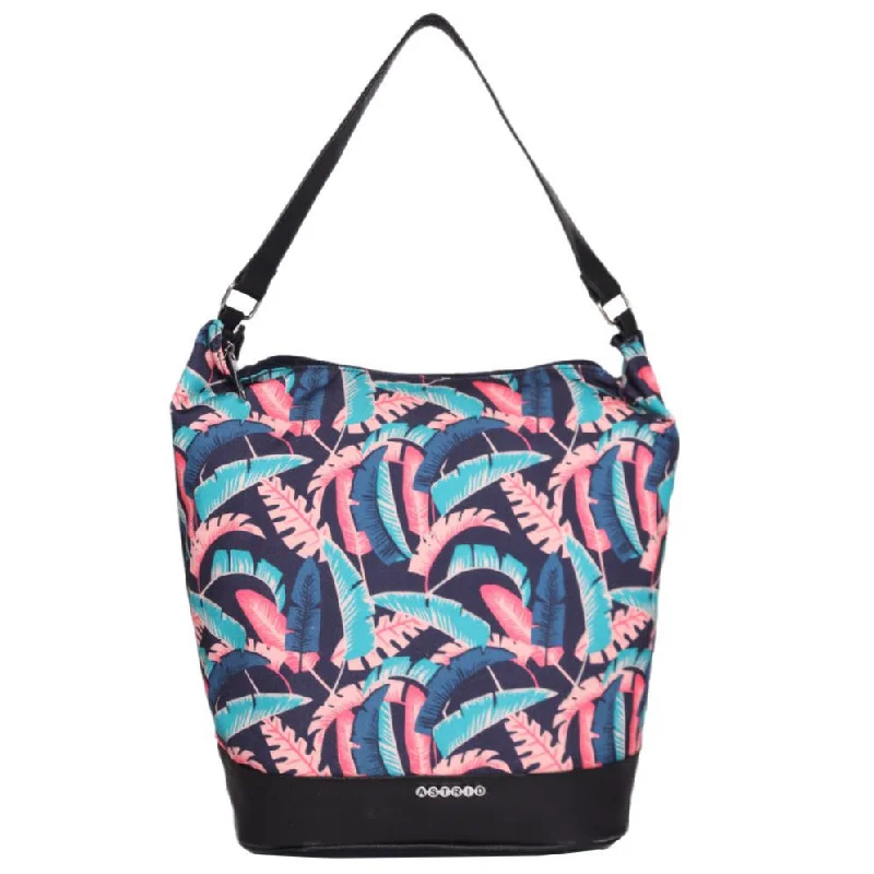 Black Base With Multi Color Leaf Print Bag