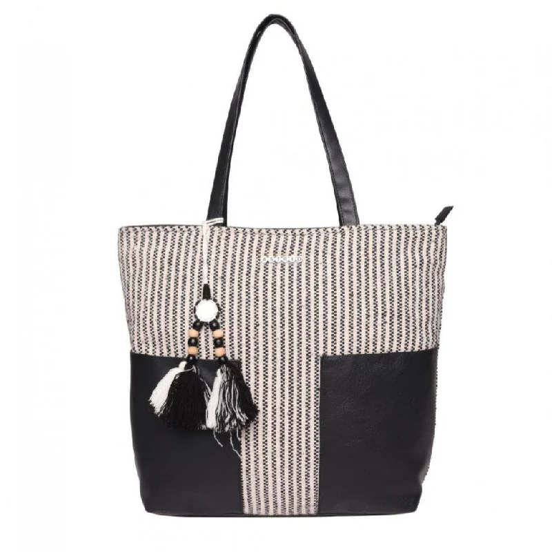 Striped Womens Tote Bag Medium Size With Beautiful Tassel