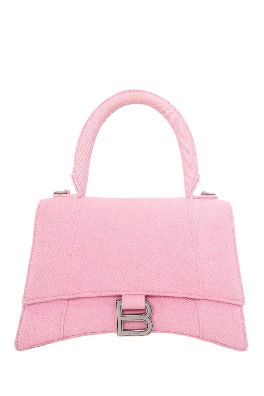 Balenciaga Pink Denim Hourglass S Top Handle with Strap