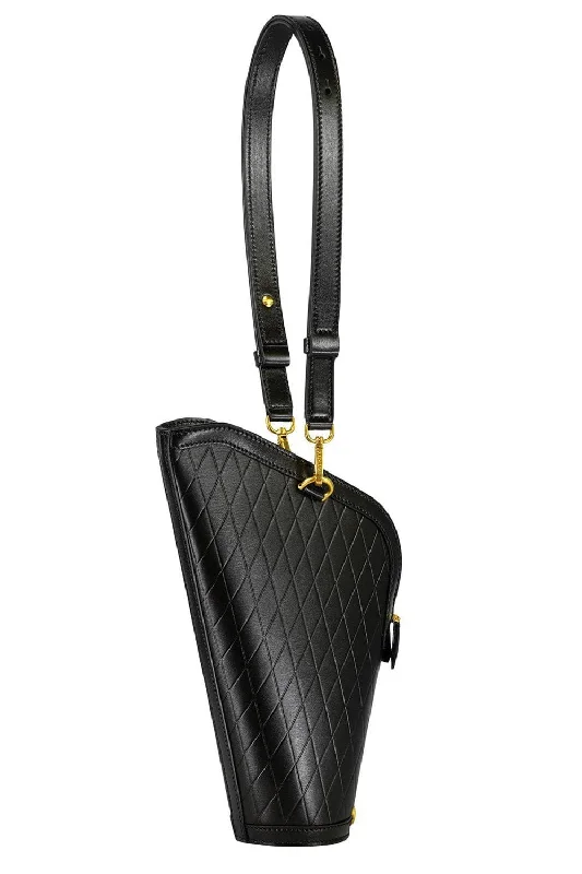 Small Berlingot Embossed Grid Bag - Noir Opa