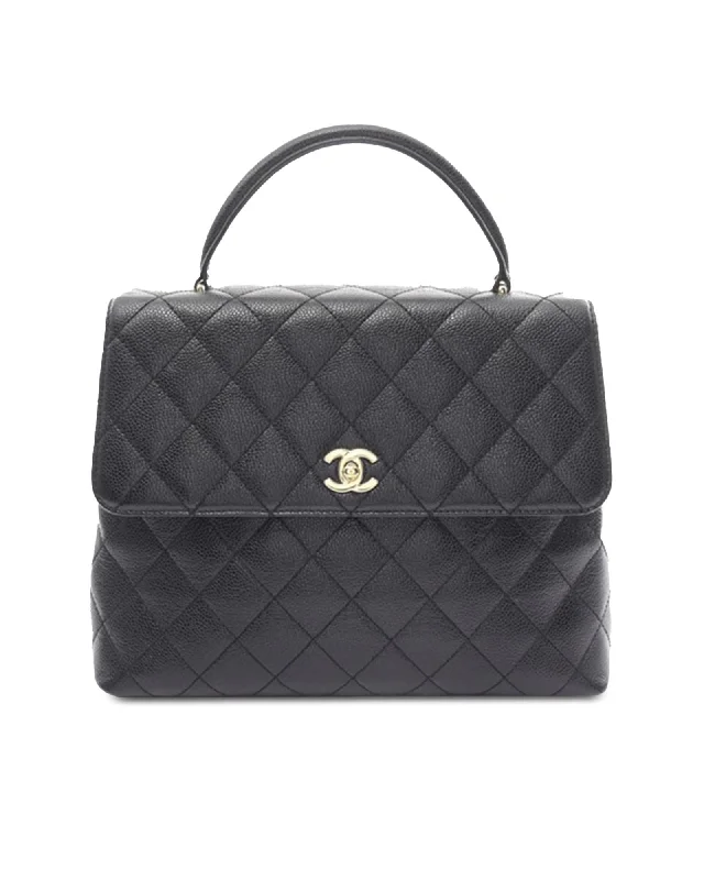 Chanel Classic Double Flap Black Caviar Leather Handbag