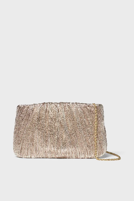 Champagne Shimmer Brit Pleated Clutch