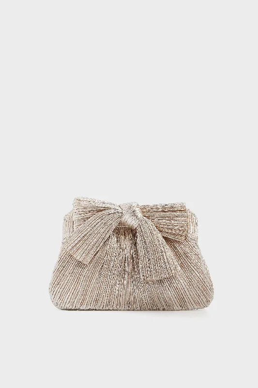 Champagne Shimmer Rayne Pleated Frame Clutch