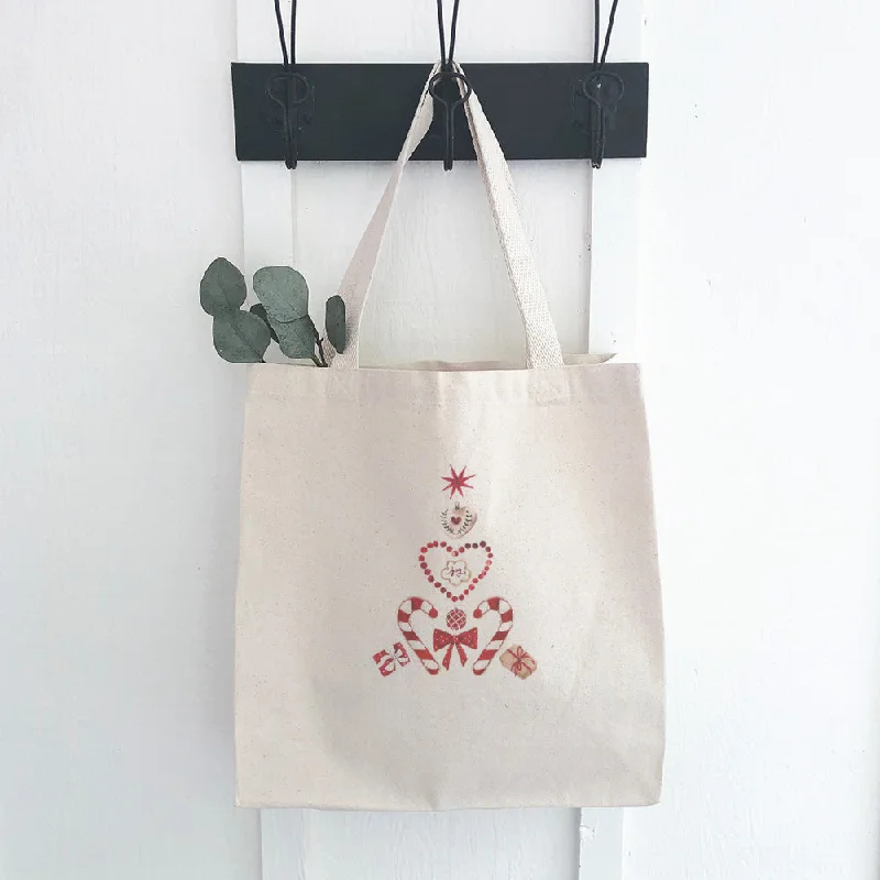 Christmas Collage Tree - Canvas Tote Bag