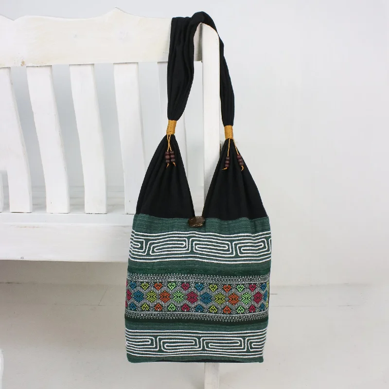 Colorful Cotton Blend Shoulder Bag from Thailand - Thai Mood