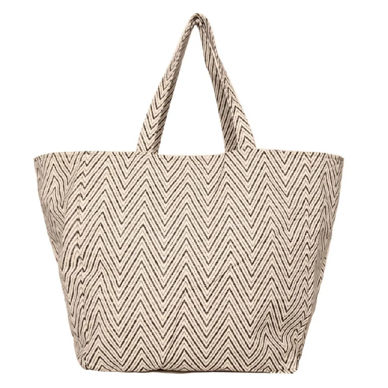 Black Chevron Jacquard Oversized Shopper Bag