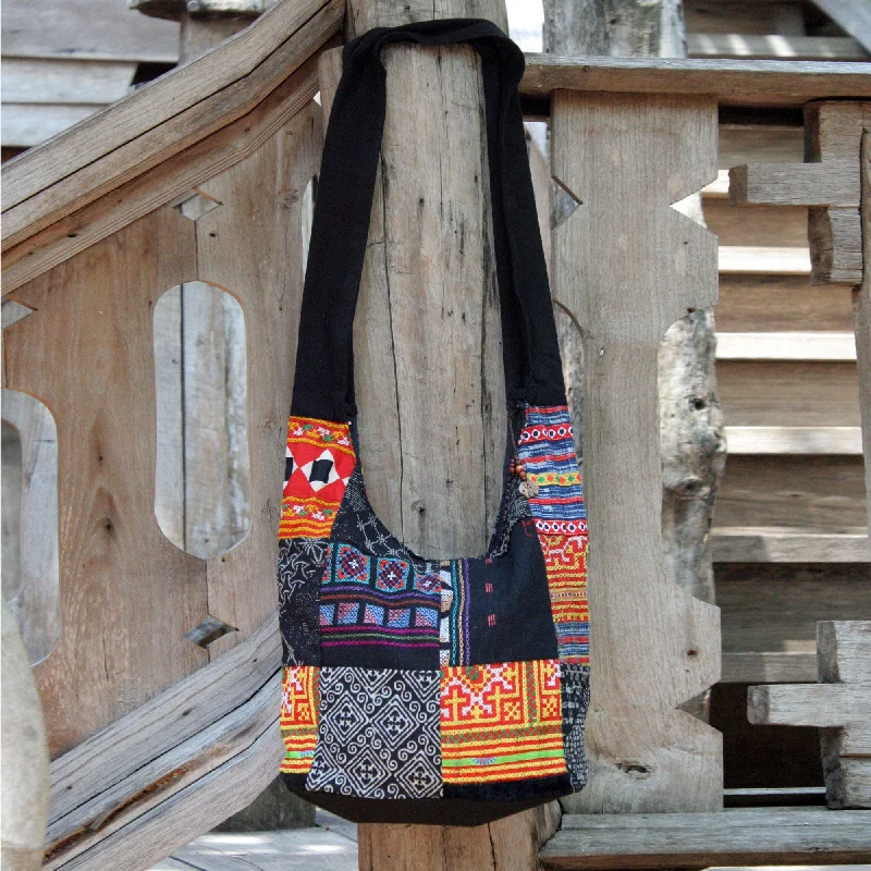 Cotton sling tote bag - Hmong Colors