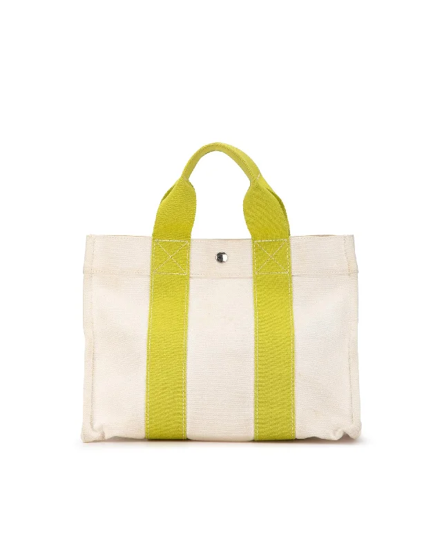 Canvas Tote Bag with Flat Handles and Snap Button Closure