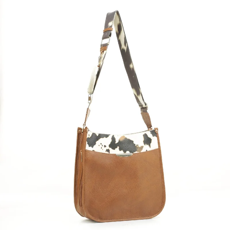 DS97160U2-6 Plain Cow Printed 2 in 1 Messenger Crossbody Bag