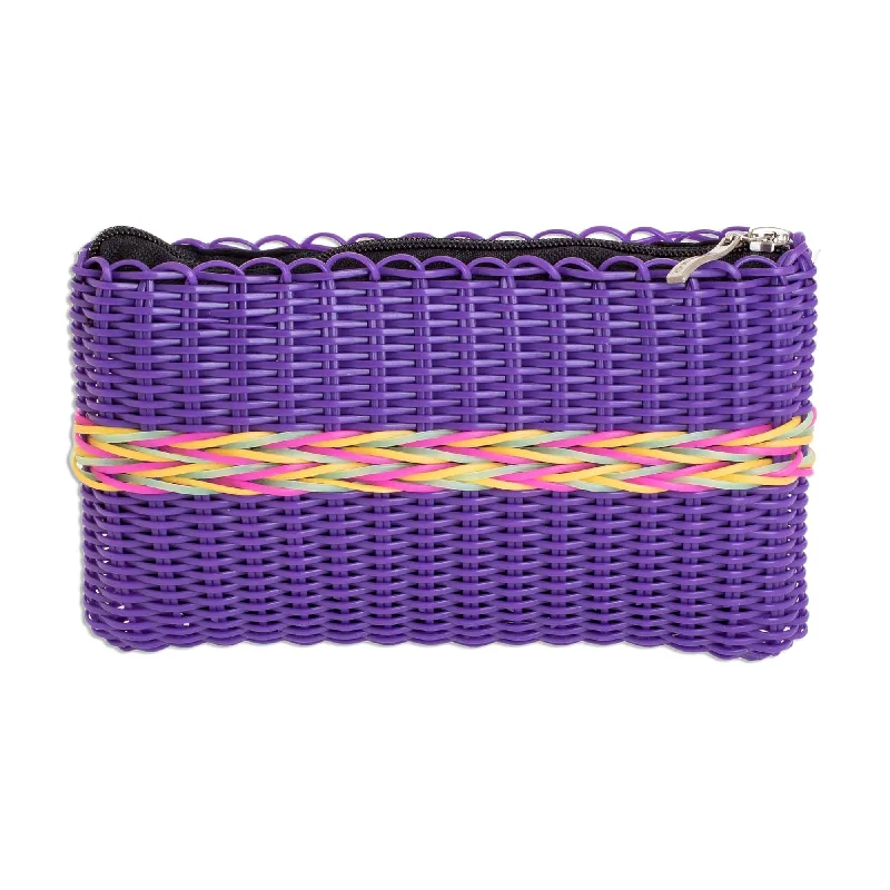 Eco Friendly Handwoven Deep Violet Clutch from Guatemala - Harmony of Color in Purple