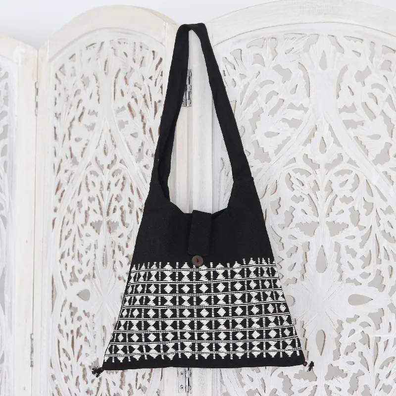 Embroidered Cotton Shoulder Bag  - Diamond Light