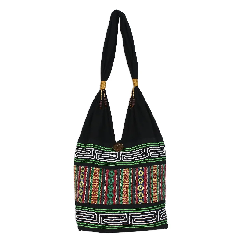 Embroidered Multicolored Cotton Shoulder Bag - Hillside