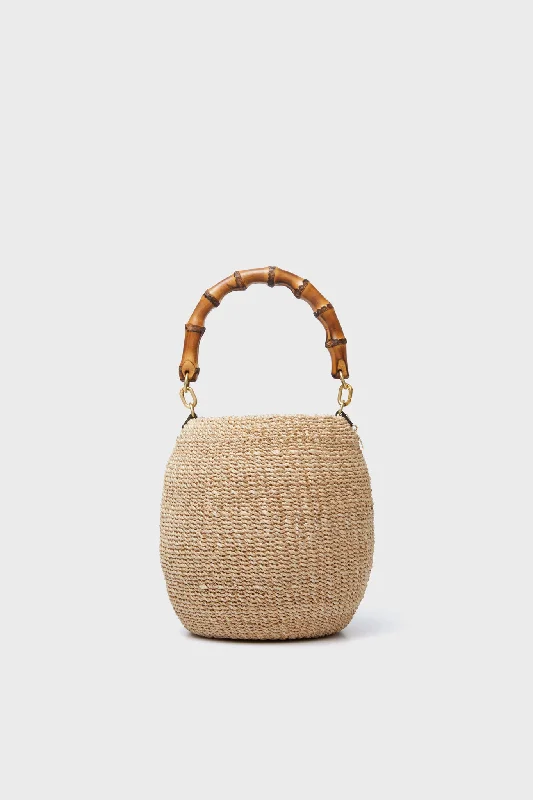 Exclusive Cream Pot De Miel Bag with Bamboo Handle