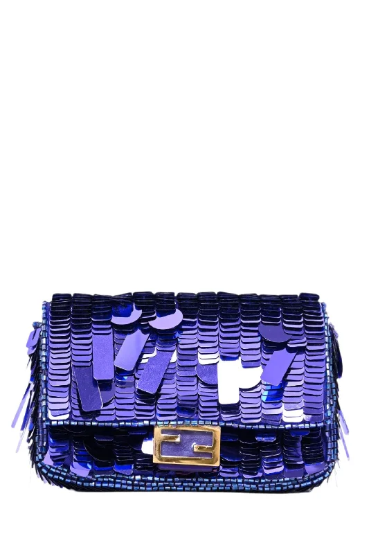 Fendi Purple Rain Sequin Nano Baguette Bag Charm with Chain