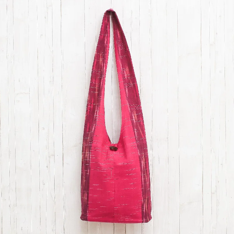 Fuchsia and Cerise Color Block 100% Cotton Shoulder Bag - Passionate for Pink