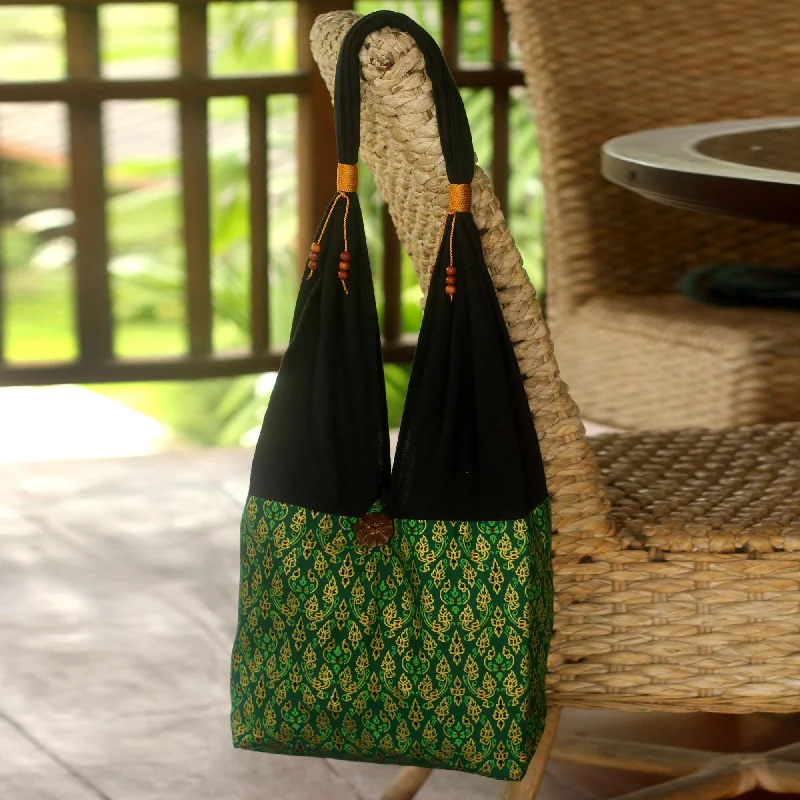 Hand Crafted Cotton Shoulder Bag  - Thai Emerald