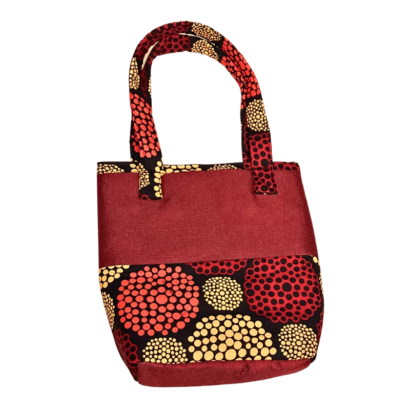 Hand-knitted African Print Tote Bag with Zipper Pattern 1