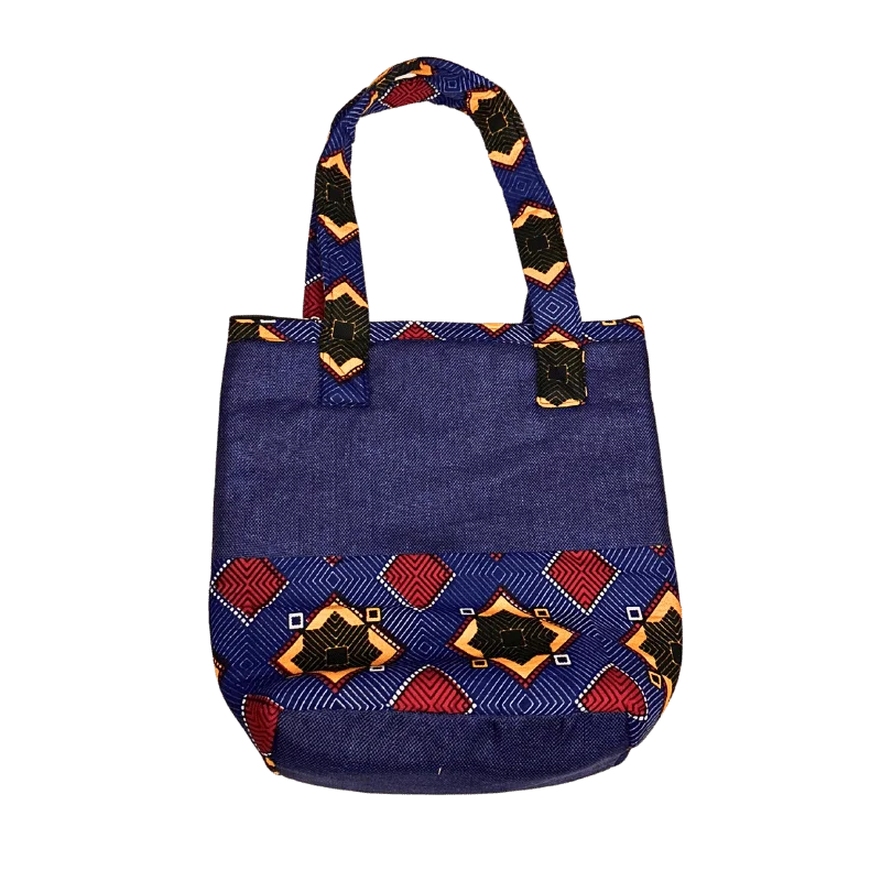 Hand-knitted African Print Tote Bag with Zipper Pattern 2